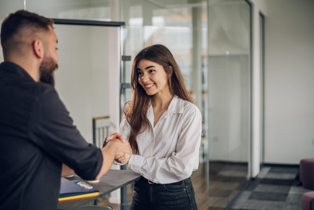 Young employee hired for an entry-level position.